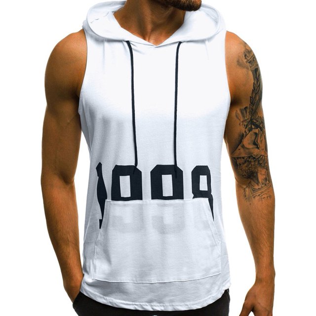 CEHVOM Fashion Men Sleeveless Printed Drawstring O-Neck Casual Tank Tops