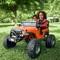 thumbnail image 2 of VOLTZ TOYS Lifted Monster Jeep Style 24V 2-Seater Kids Ride-On Off-Road Car Truck, 4WD Motorized Toy Vehicle with Parent Remote Control, Leather Seat, EVA Tires, Orange, 2 of 7