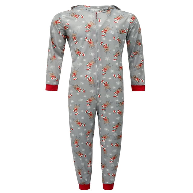 Christmas Matching Family Loungewear Hoodie Pattern Zipper Romper