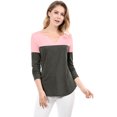 thumbnail image 3 of Unique Bargains T-Shirt Casual à Manches Longues à Col en V pour Femmes, 3 of 4