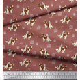 thumbnail image 3 of Soimoi Brown Rayon Crepe Fabric Bird,Paw & Cocker Spaniel Dog Fabric Prints By Yard 46 Inch Wide, 3 of 3