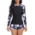 thumbnail image 1 of GPOECD Women's Rashguard Swimsuit Fresh Printed Quick Drying Strap Bikini Split Two Piece For Diving Surfing Summer Women's Swimwear 02_Light Purple,S, 1 of 8