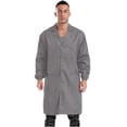 thumbnail image 1 of Rswnyirn Adult Wear Resistent Dustproof Lab Coat Notched Lapel Button Up Long Coat Workshop Uniform Gray 175, 1 of 5