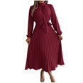 thumbnail image 1 of Birdeem Robes pour Femmes Manches Longues Mode Couleur Unie Col Montant Taille Robes Manches Longues pour Femmes, 1 of 5