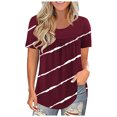 thumbnail image 1 of Pompotops Mode Femmes Dentelle Patchwork Imprimé Manches Courtes Col Rond Hauts Décontractés Blouse, 1 of 6