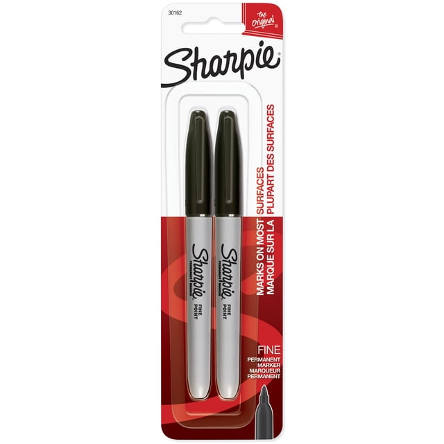 Marqueurs permanents Sharpie, pointe fine, noir, 2 unités