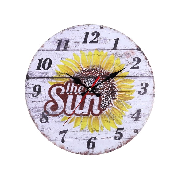 30cm Retro Style Sunflower Wall Clock for Home Living Room and Bedroom Decoration