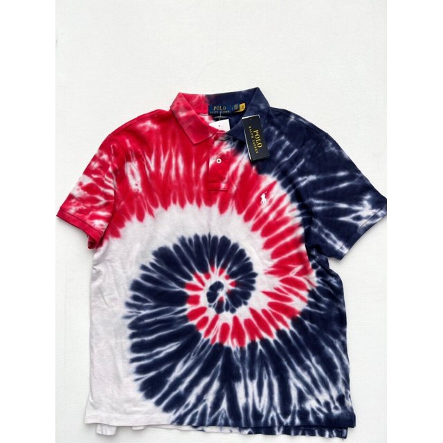 Polo Ralph Lauren Tie Dye Shirt Blue Fuchia White ( L )