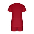 thumbnail image 4 of 2PC Women's V Neck Short Sleeve Two-piece Comfortable Home Pajamas Set Sports Set, 4 of 8