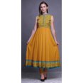 thumbnail image 2 of Bimba Honey Orange2 Damassé Imprimé Femme Designer Col Mandarin Robe Anarkali Ethnique Indienne Kurta Petit, 2 of 6