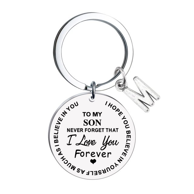 Creative DIY To My Son Stainless Steel Last Name 26 Letter Keychain 2.5x2.5cm