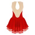 thumbnail image 2 of Nyeemya Kid Girls Ice Figure Skating Costume Patchwork Color Mesh Leotard Dress for Dance Performance Red 16, 2 of 5
