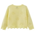 thumbnail image 2 of Cardigans en Tricot pour Enfants, Petites Filles, Cardigan Court à Boutons devant, Couleur Unie, Col Ras du Cou, Manches Longues, Tricot, Hauts de Printemps et d'Automne, Jaune, 4-5 Ans, 2 of 8