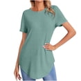 thumbnail image 1 of cfhntfmh Women's Ribbed Tops Short Sleeve Casual Basic Summer Tees Solid Crew Neck Curvy Hem T Shirt, 1 of 7