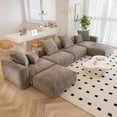 thumbnail image 2 of The Magic Home Canapé de Coin Convertible Modulable 4 Places en Velours Côtelé Brun,, 2 of 10