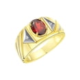 thumbnail image 3 of RYLOS Men's Rings 14K Yellow Gold Ring Classic Designer Style 8X6MM Oval Gemstone & Diamond Ring Garnet Birthstone Rings For Men Size 13, 3 of 7