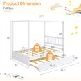 thumbnail image 3 of Gymax Full Size Canopy Bed with Trundle Wooden Platform Bed Frame Headboard White, 3 of 9