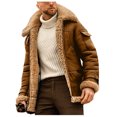 thumbnail image 2 of EGNMCR Jackets for Men Men Mid-length Windbreaker Jacket With Lapel Color Suede Coat, 2 of 8
