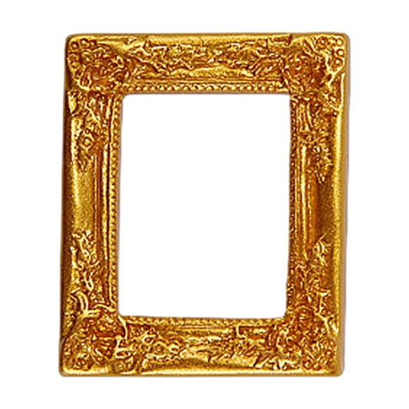 Support de Rangement pour Structure Photo de Mini Maison Structure Photo Antique Résine Dorée Miniature d'Inspiration Vintage Décorative Petite Structure Photo 6x5 cm