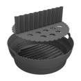 thumbnail image 2 of jifeng Foldable Air Fryer Liner Round Kitchen Gadget Easy Clean Folding Baking Tray Black with Divider, 2 of 9