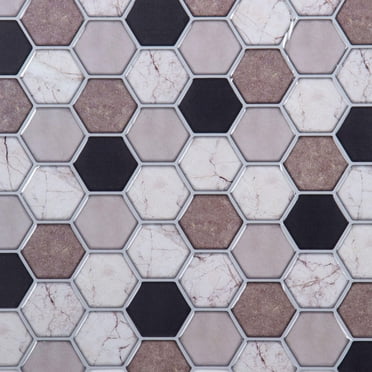 Truu Design 6-Piece Hexagon Self-Adhesive Peel and Stick Wall Tiles