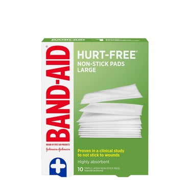 Band-Aid Brand Sterile Non-Stick Pads with Hurt-Free Design for Wound Care & Protection, Triple Layer & Highly-Absorbent Individually-Wrapped Pads, Large Size, 3 inches x 4 inches, 10 Count
