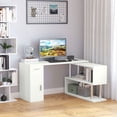 thumbnail image 2 of HOMCOM L-Shaped Rotating Computer Desk Home Office Study Workstation with Storage Shelves, Cabinet and Drawer for Home & Office, White, 2 of 10