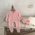 thumbnail image 2 of Timegard Newborn Onesie Unisex Infant Button Outfits Clothes Boys Girls Fleece Footies Rompers with Hat, 2 of 3