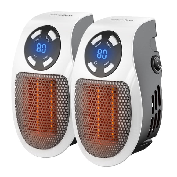 GiveBest 450 Watt Space Heater with LED Display, Wall Outlet Electric Heater with Thermostat and Timer for Home Office Bathroom Indoor Use, Small Plu