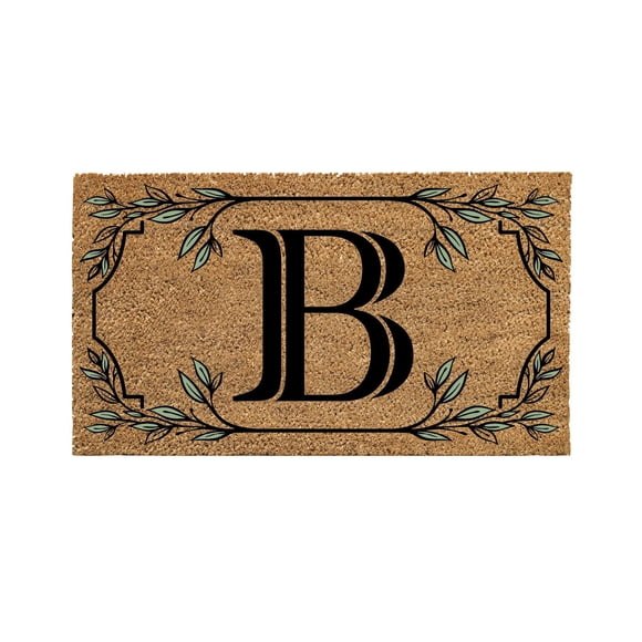 Evergreen Monogram Coir Doormat | Letter B | Front Door Mat for Outdoor Indoor Entrance | 28x16 Inches | Non-Slip Backing Doorway Mat for Porch Patio Floor | New Home Decor Housewarming Gift