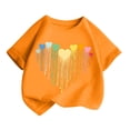 thumbnail image 3 of LUOGENLI T-Shirt pour Filles Enfant Filles Mignon Mode Imprimé Col Rond Manches Courtes Tee Été Décontracté Doux Ample T-Shirt Hauts Chandails de Pâques pour Filles 2025 Orange 8-10 Ans, 3 of 5