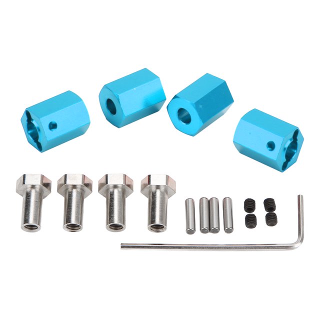 Moyeu Hexagonal 12mm, Augmentation de la Distance des Pneus Haute Adhérence Roue Hexagonale Écrou de Moyeu en Aluminium pour 1/10 RC Véhicule Rouge, Bleu