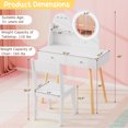 thumbnail image 3 of Gymax Coiffeuse pour Enfants avec Miroir Éclairé, Coiffeuse de Princesse et Chaise, Blanc, 3 of 10