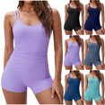 thumbnail image 1 of UPPADA Womens Two Piece Tankini Set Solid Spaghetti Straps Swimsuits with Brief Tummy Control Modest Bathing Suits Full Coverage 2 Piece Beachwear Sport Swimsuits for Women Purple,Xl, 1 of 8