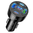 thumbnail image 1 of 65W Car Charger Quint Port Fast Charging Hub High Power 1 To 5 USB Ports Rapid Car Adapter For Smartphones & Devices, 1 of 6