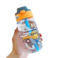 thumbnail image 2 of 480ML Water Bottle for School Kids Girls Boys  Portable Cartoon Patterns Print Water Bottle with Straw for Toddler Kids, 2 of 5
