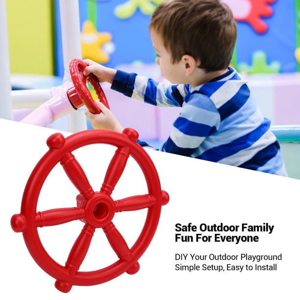 Volant De Bateau Pirate En Plastique Durable – Accessoire éducatif Pour Cabane Dans Les Arbres Ou Aire De Jeux – Jaune – Facile à Installer – Développe L'imagination
