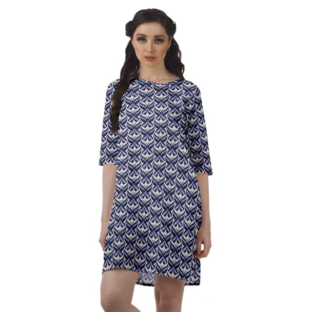 Moomaya Robes Courtes d'Été pour Femmes Imprimées Coupe Droite en Georgette Mousse Robe Évasée