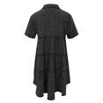 thumbnail image 5 of XDZJLR Robes pour Femmes Manches Courtes Boutonnée Fluide Jupe en Denim à Volants, 5 of 5