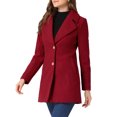 thumbnail image 4 of INSPIRE CHIC Manteau d'Hiver Élégant pour Femme à Revers Cranté, Boutonné, à Simple Boutonnage, Rouge G, 4 of 6