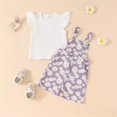 thumbnail image 4 of Birdeem Tank Top for Girls Chrysanthemum Print Set Flying Sleeve T-Shirt Set Baby Girl Backpack Pants Set, 4 of 12