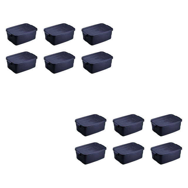 Rubbermaid Contenant de Rangement Empilable de 3 Gal, Indigo Foncé Métallisé (Lot de 12)