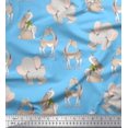 thumbnail image 1 of Soimoi Viscose Chiffon Fabric Deer,Elephant & Rabbit Kids Printed Fabric 1 Yard 42 Inch Wide, 1 of 2