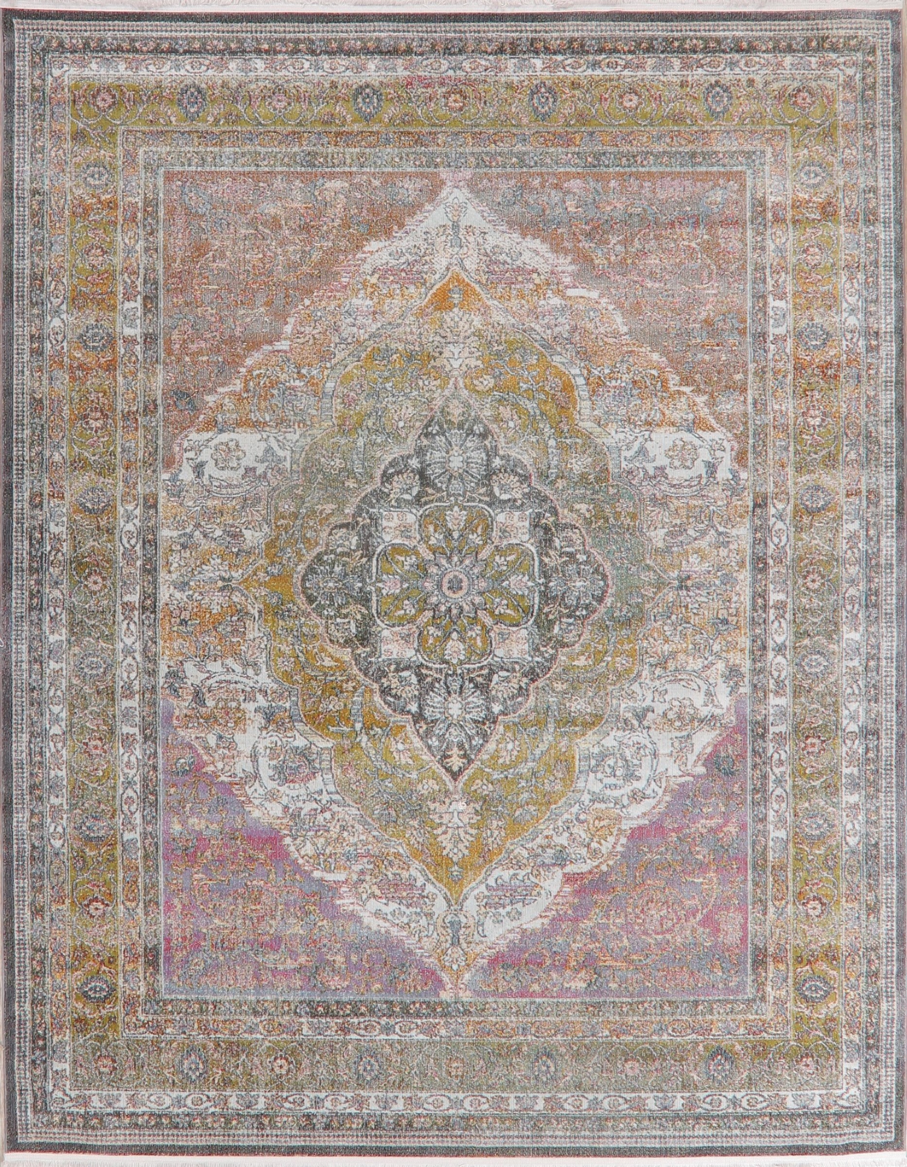 Turkish Oriental Distressed Ivory Area Rug Floral Carpet