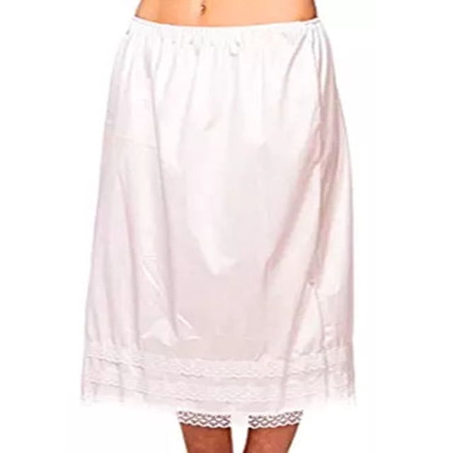 Jupon Demi-Long Taille pour Femmes sous Robe Jupe Longue en Dentelle Noire et Blanche