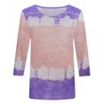 thumbnail image 4 of Birdeem T-Shirt Imprimé pour Femmes, Blouse Mi-Longue à Manches 3/4, Col Rond, Hauts Décontractés, 4 of 12