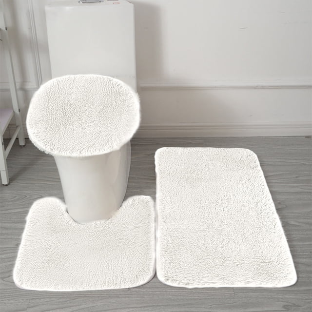 weibbin 3 Pcs Bathroom Rugs - Solid Color, Universal Soft Comfortable, Water Absorption, Non-Slip, Thick, Machine Washable, Easier to Dry for Bath Floor Mats