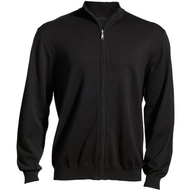 Edwards Garment Mens Full-Zip Fine Gauge Sweater, Black, XXXX-Large