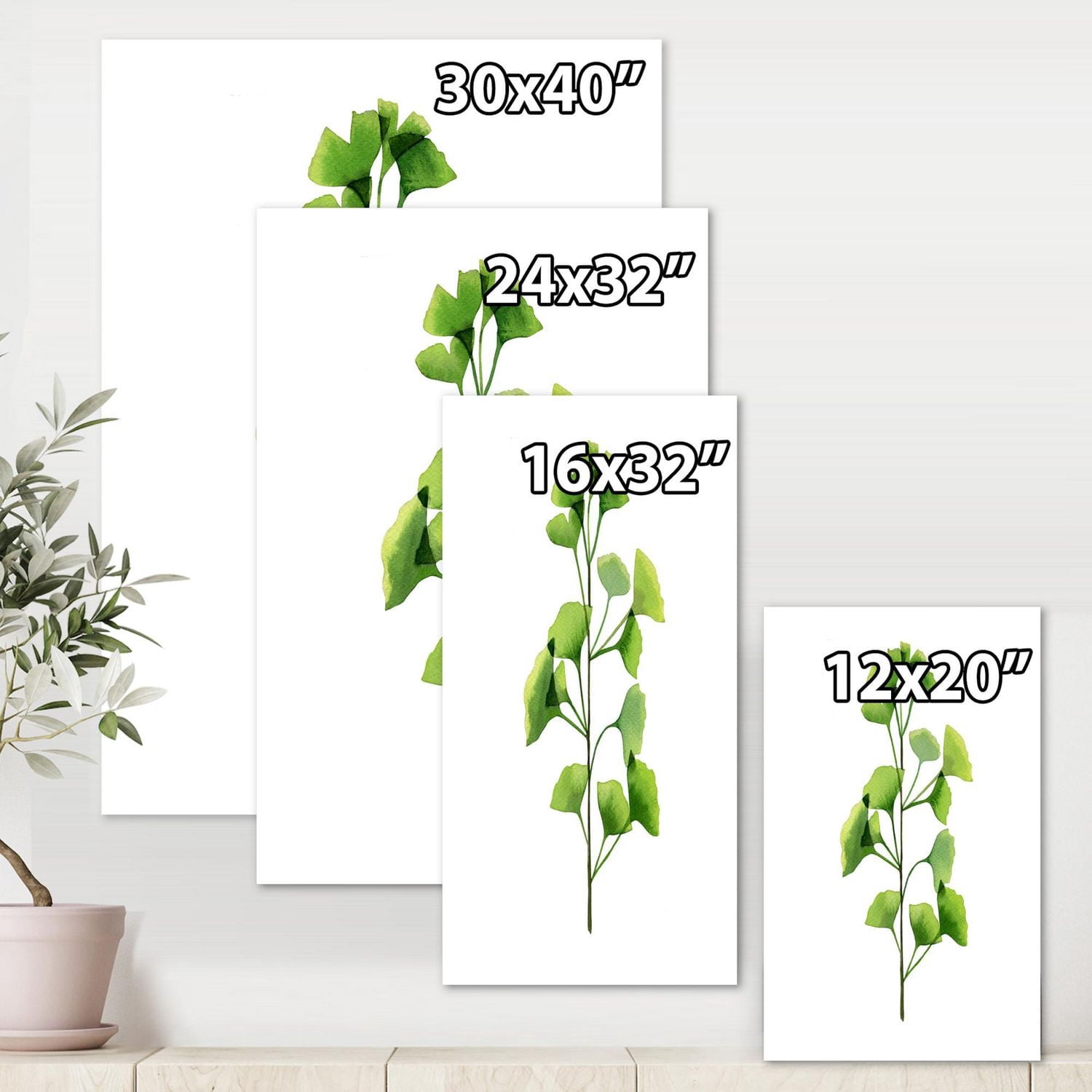 Designart Feuillage des plantes de champ vert Art mural sur toile