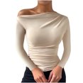 thumbnail image 1 of Yuyuzo Going out Tops for Women Fall Cold Shoulder Long Sleeve Slim Fitted Solid Color Tee Shirts, 1 of 5